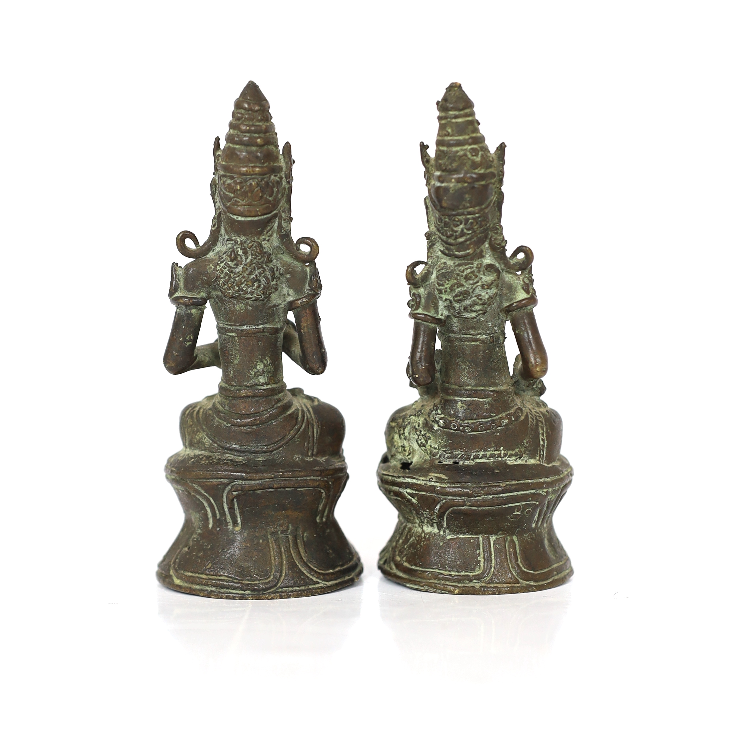 A pair of bronze seated figures of Bodhisattva, Java, 18th/19th century